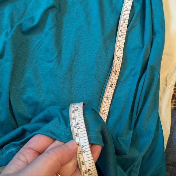 Turquoise 2X crisscross long sleeve retro fit & flare jersey dress NWOT EUC - Picture 2 of 6